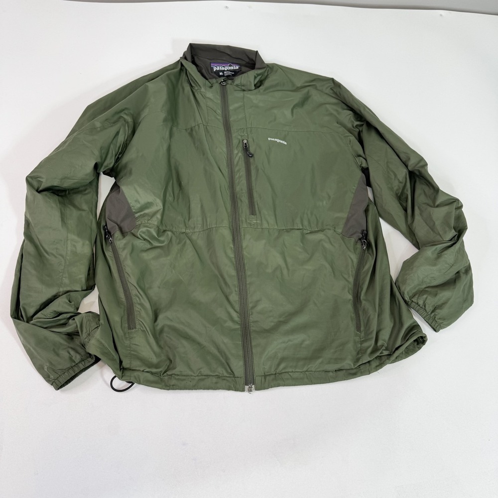 VTG Patagonia Jacket Mens XL Green Lightweight Full Zip Windbreaker Pockets